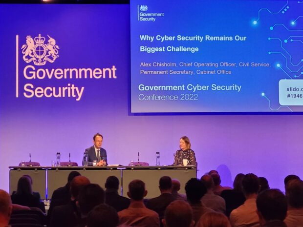 Alex Chisholm and Bella Powell sat on the main stage at the Government Cyber Security Conference.